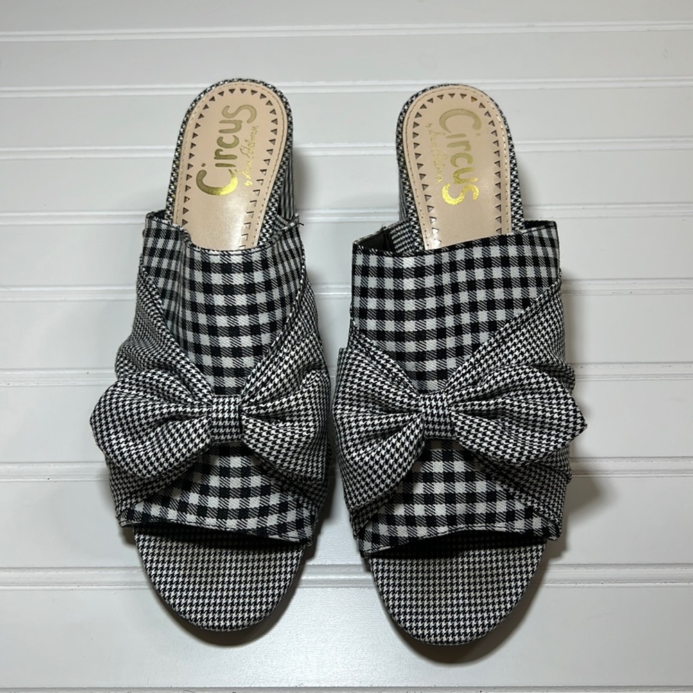 Sam Edelman CIRCUS gingham black and white heels 2 1/2” size 10